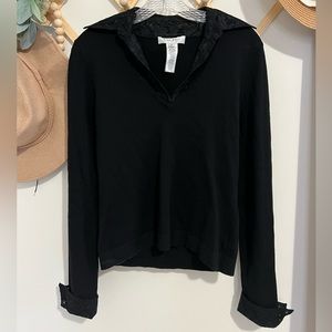 Nine West Lace-trimmed Collar Sweater Top